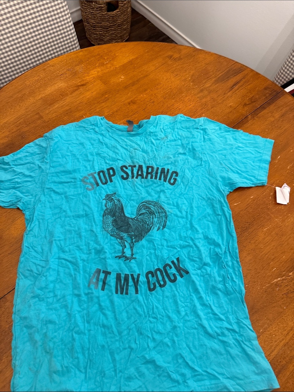 Turquoise Graphic Short Sleeve Tee with Rooster Print xl